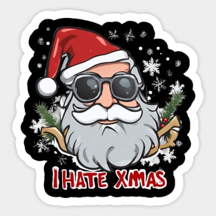 I hate christmas Santa with sunglasses xmas Sticker